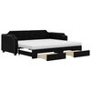 vidaXL Lit de jour avec gigogne et tiroirs noir 100x200 cm tissu