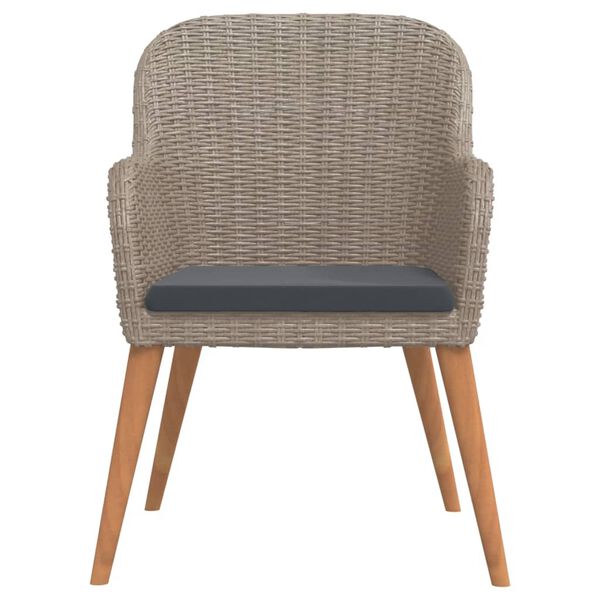 vidaXL Ensemble &agrave; manger de jardin avec coussins 3 pcs marron