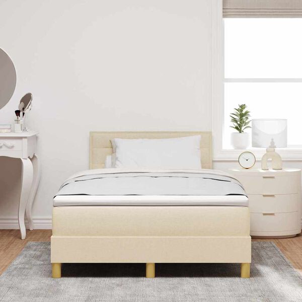 vidaXL Lit &agrave; ressort LED avec matelas Cr&egrave;me 120 x 190 cm tissu