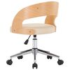vidaXL Chaise pivotante de bureau Cr&egrave;me Bois courb&eacute; et similicuir