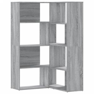 vidaXL Biblioth&egrave;que d'angle &agrave; 4 niveaux sonoma gris bois d'ing&eacute;nierie