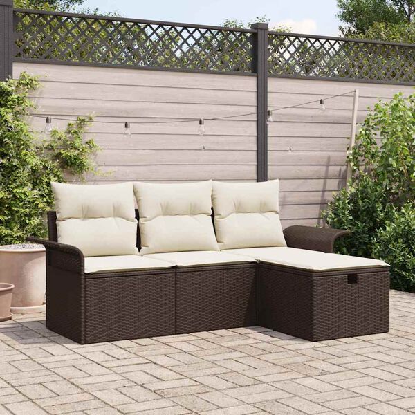 vidaXL Ensemble de canap&eacute; de jardin 4 pcs Marron Poly rotin