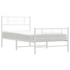 vidaXL Cadre de lit m&eacute;tal sans matelas et pied de lit blanc 100x190 cm