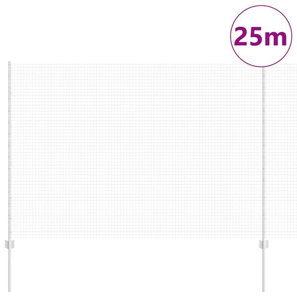 vidaXL Cl&ocirc;ture avec poteau Argent&eacute; 1,6 x 25 m Acier