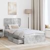 vidaXL Lit de Rangement Gris b&eacute;ton 90 x 200 cm Bois d'ing&eacute;nierie