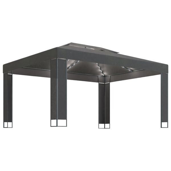 vidaXL Tonnelle avec guirlande lumineuse &agrave; LED 3x4 m Anthracite