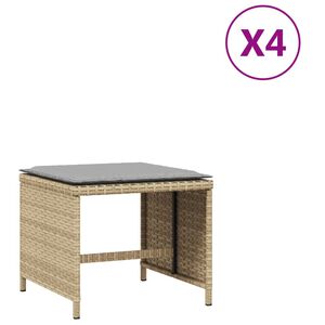 vidaXL Tabourets de jardin et coussins lot de 4 m&eacute;lange beige rotin