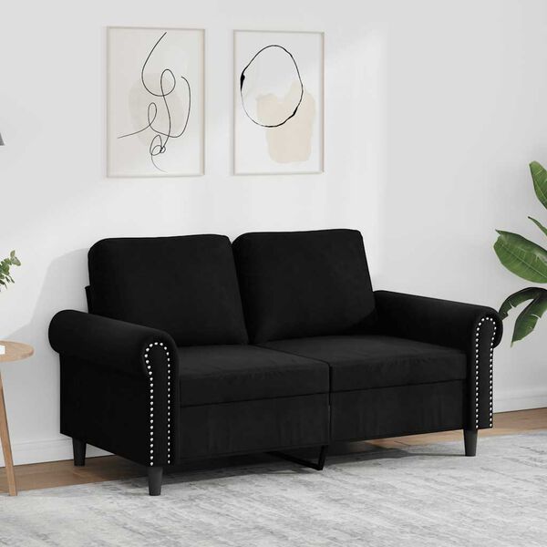 vidaXL Canap&eacute; &agrave; 2 places Noir 120 cm Velours