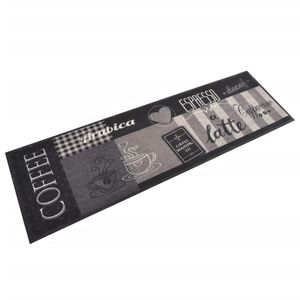vidaXL Tapis de cuisine lavable impression caf&eacute; noir 45x150 cm velours