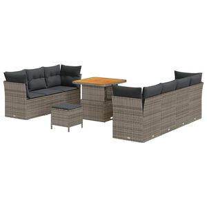 vidaXL Ensemble de canap&eacute; de jardin avec coussin 10 pcs Gris polyrotin