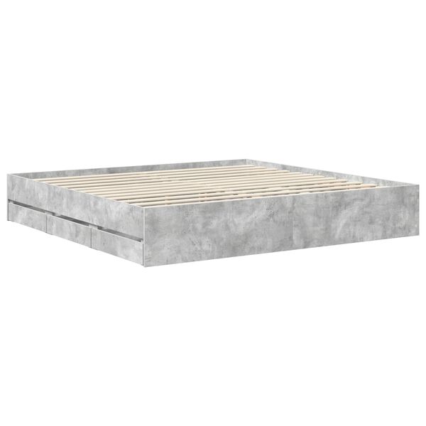 vidaXL Cadre de lit Gris b&eacute;ton 200 x 200 cm Bois Ing&eacute;nierie