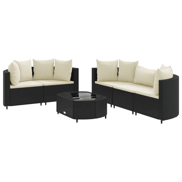 vidaXL Salon de jardin 6 pcs avec coussins noir r&eacute;sine tress&eacute;e
