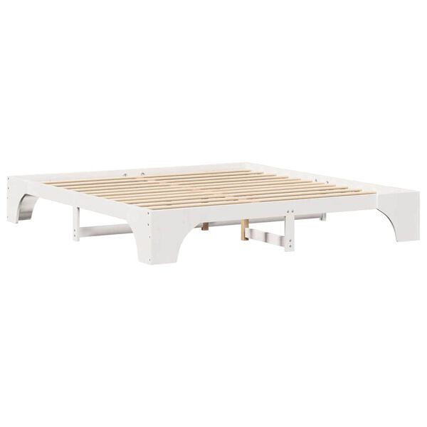 vidaXL Cadre de lit Blanc 200 x 200 cm Pin massif