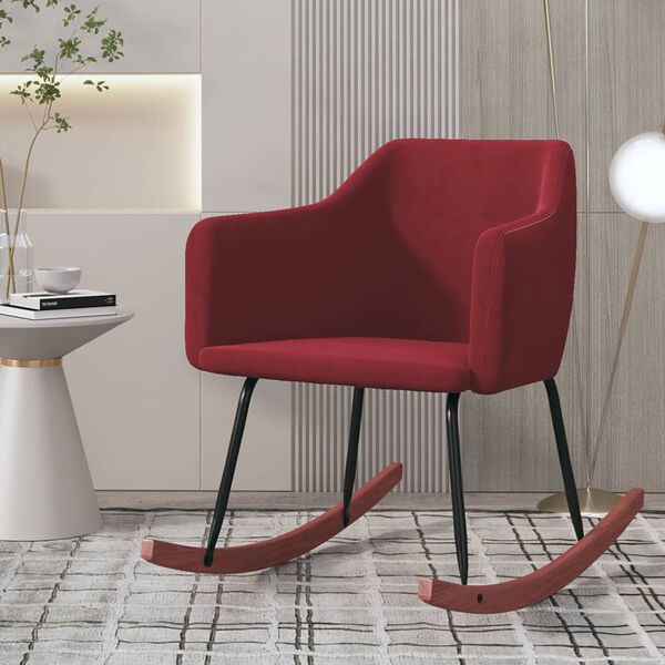 vidaXL Chaise &agrave; bascule Rouge bordeaux Velours