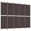 vidaXL Cloison de s&eacute;paration 5 panneaux Marron 250x200 cm Tissu