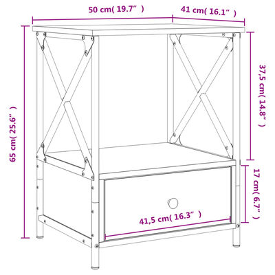 vidaXL Tables de chevet 2 pcs chêne sonoma 50x41x65 cm bois ingénierie