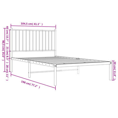 vidaXL Cadre de lit métal sans matelas et tête de lit blanc 100x190 cm