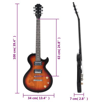 vidaXL Guitare électrique pour débutants et sac marron et noir 4/4 39"