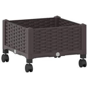 vidaXL Jardini&egrave;re avec Roues Marron 40 x 40 x 29 cm PP
