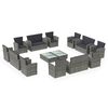 vidaXL Salon de jardin 16 pcs avec coussins R&eacute;sine tress&eacute;e Gris