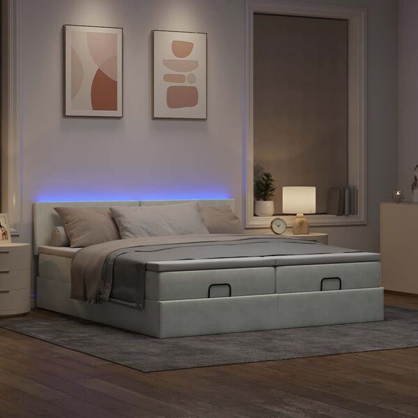 VidaXL Cadre de lit ottoman et matelas gris clair 180x200cm velours