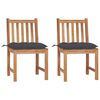 vidaXL Chaises de jardin lot de 2 avec coussins Bois de teck massif