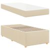 vidaXL Cadre de lit avec matelas Cr&egrave;me 90 x 190 cm tissu