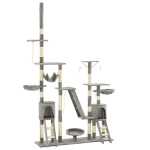 vidaXL Arbre &agrave; chat avec griffoirs en sisal 230-250 cm Gris