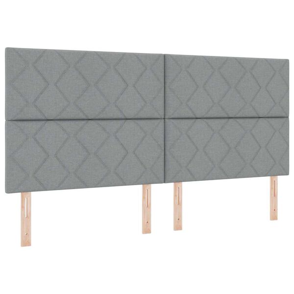vidaXL Lit &agrave; ressorts avec matelas Gris clair 200 x 200 cm tissu