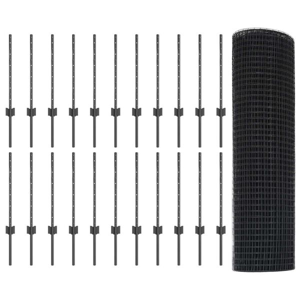 vidaXL Cl&ocirc;ture avec poteau Gris 0,6 x 50 m Acier et PVC