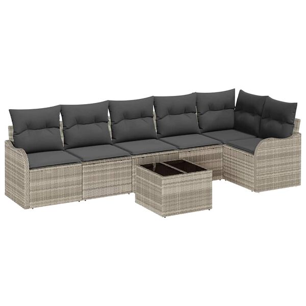 vidaXL Ensemble de canap&eacute; de jardin Gris clair polyrotin