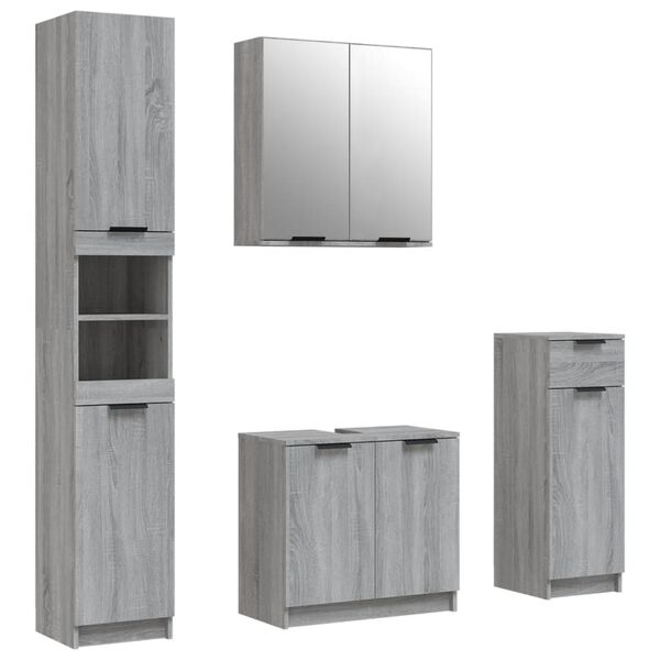 vidaXL Ensemble d'armoires de salle de bain 4 pcs sonoma gris