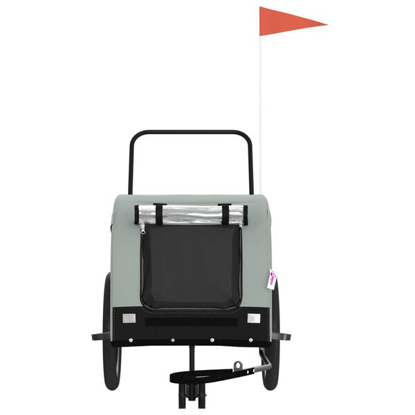 vidaXL Remorque de v&eacute;lo pour animaux de compagnie gris et noir