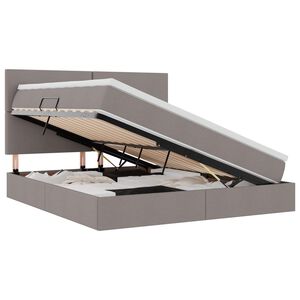 vidaXL Lit de rangement LED avec matelas Taupe 160 x 200 cm Tissu