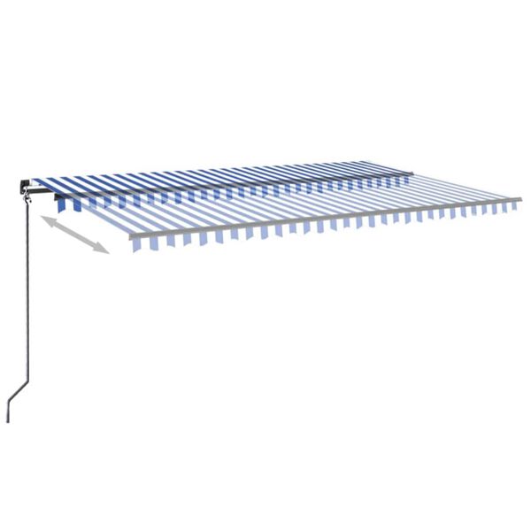 vidaXL Auvent manuel r&eacute;tractable avec LED 500x300 cm Bleu et blanc