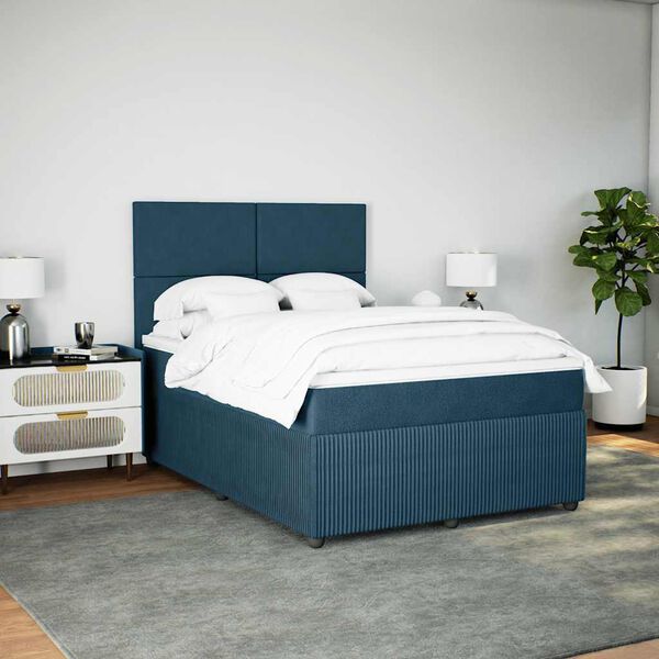 vidaXL Sommier &agrave; lattes de lit et matelas bleu 160x200 cm velours