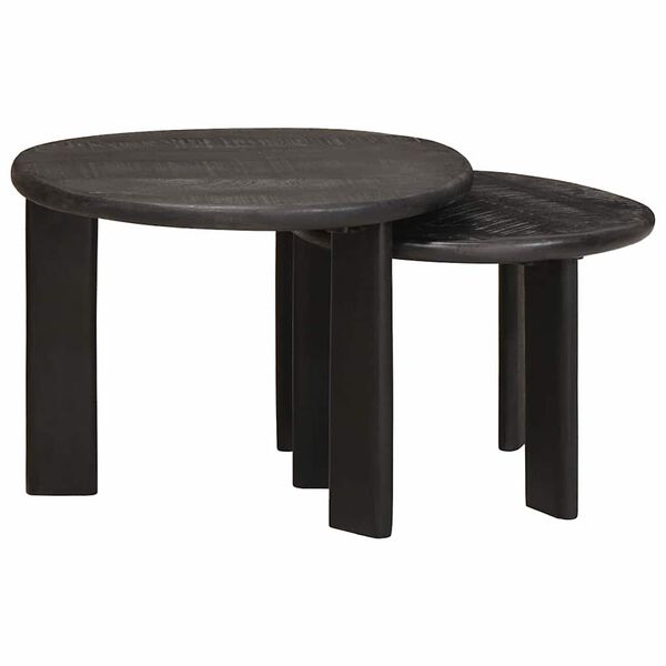 vidaXL Tables basses gigognes 2 pcs Blanc Bois de mangue massif