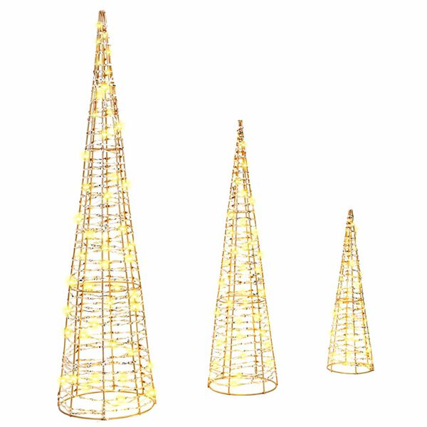 vidaXL Sapin de Noël avec 90 LED 3 pcs Blanc chaud 20 x 20 x 80 cm PET