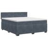 vidaXL Lit boxspring avec matelas Gris fonc&eacute; 200 x 200 cm Velours