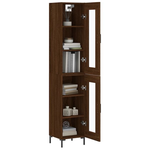 vidaXL Buffet haut Ch&ecirc;ne marron 34,5x34x180 cm Bois d'ing&eacute;nierie