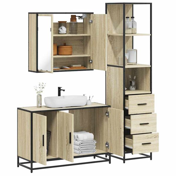 vidaXL Ensemble de meubles de salle de bain 3 pcs ch&ecirc;ne sonoma