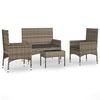 vidaXL Salon de jardin 4 pcs avec coussins Gris R&eacute;sine tress&eacute;e