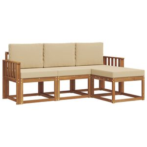 vidaXL Ensemble de canap&eacute;s d'ext&eacute;rieur 4 pc Naturel et Beige