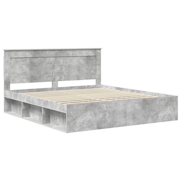 vidaXL Cadre de lit avec t&ecirc;te de lit B&eacute;ton 200 x 200 cm Pin massif