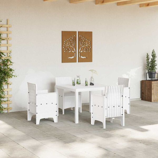 vidaXL Ensemble de salle à manger pour jardin 5 pcs Blanc Rattan Polt