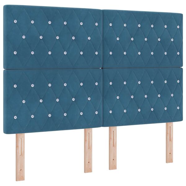 vidaXL Lit &agrave; ressorts avec matelas Bleu fonc&eacute; 140 x 190 cm tissu