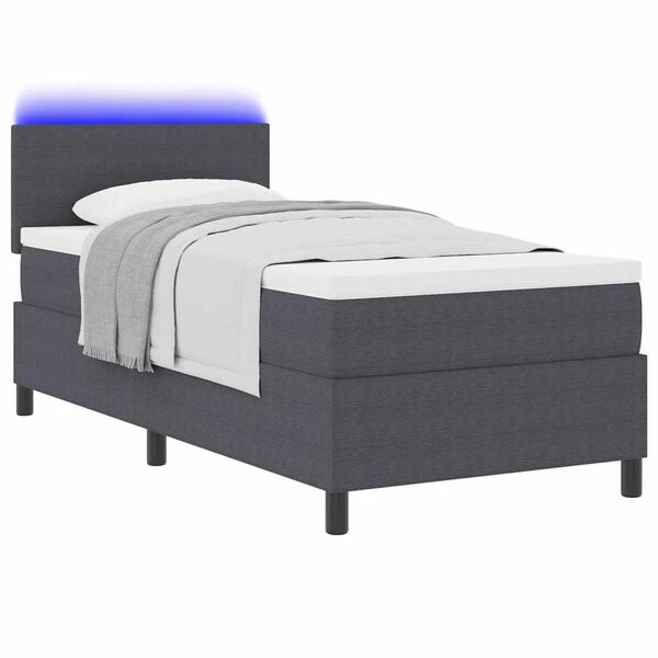 vidaXL Lit &agrave; ressort LED Gris fonc&eacute; et blanc 90 x 190 cm