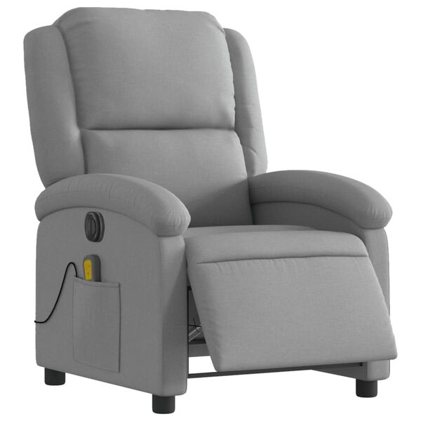 vidaXL Fauteuil de massage inclinable &eacute;lectrique gris clair tissu