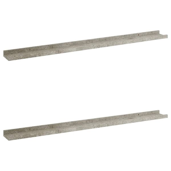 vidaXL &Eacute;tag&egrave;res murales 2 pcs Gris b&eacute;ton 100x9x3 cm