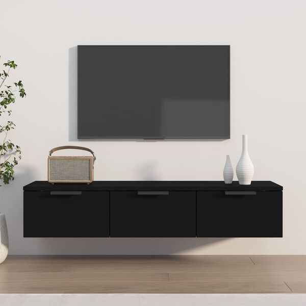 vidaXL Armoire murale noir 102x30x20 cm bois d'ing&eacute;nierie
